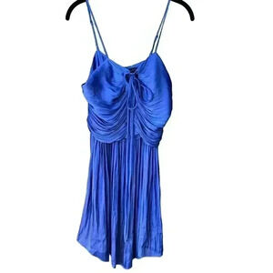 House of Harlow 1960 Royal Blue Ruched Cocktail Party Dress Spaghetti Straps E10
